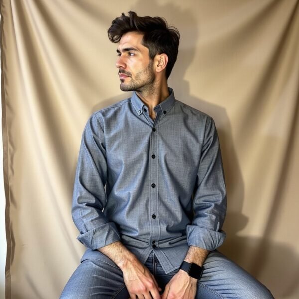 Grey full sleeve men shirt