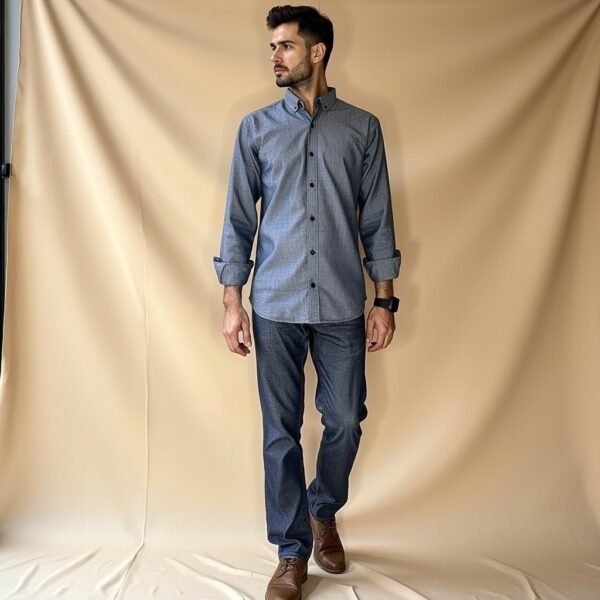 Grey full sleeve men shirt