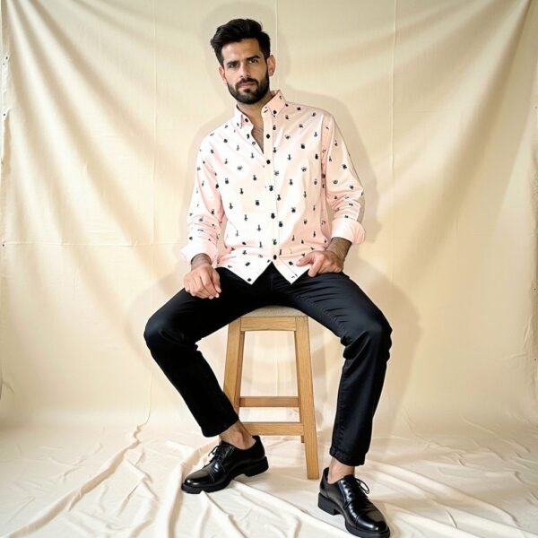 Light Pink Full Sleeve Men Shirt