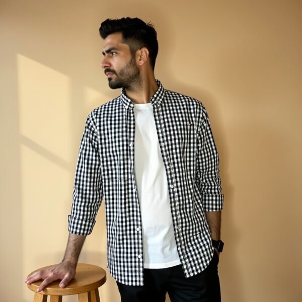 Black and white checkered shirt