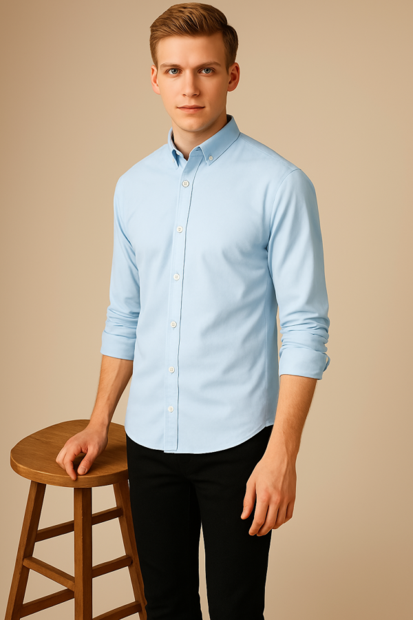 Light Blue Cotton Shirt For Men
