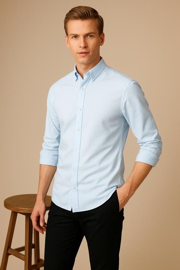 Light Blue Cotton Shirt For Men