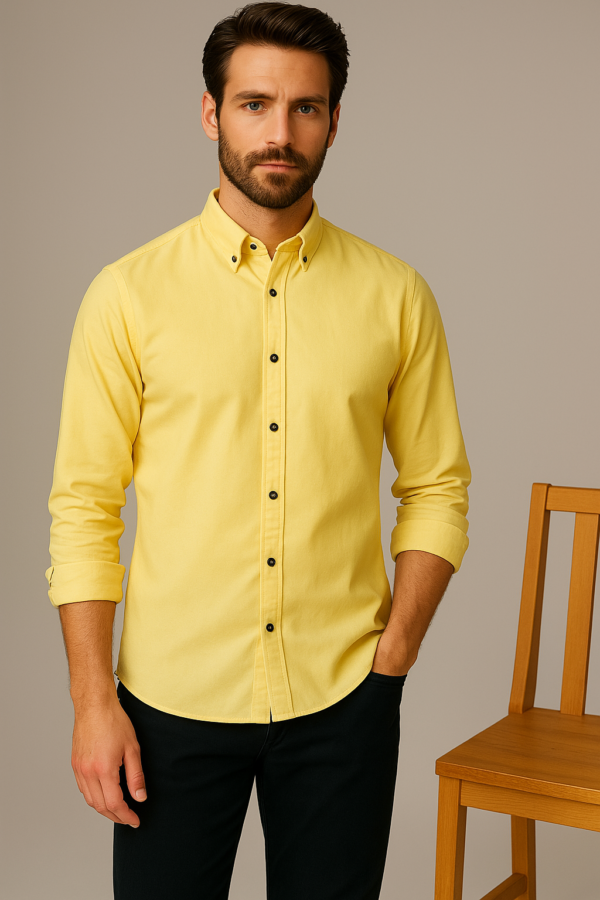 Yellow Cotton Shirt For Men