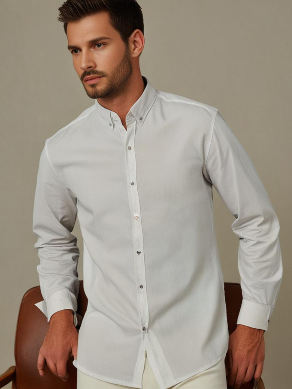 Plain White Cotton Shirt For Men