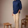 Dark Blue plain Cotton Shirt for Men