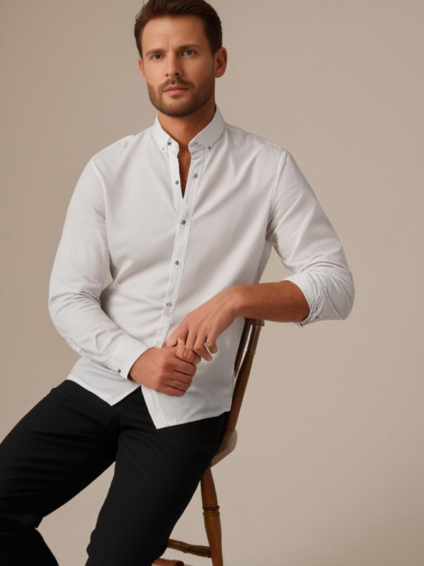 Plain White Cotton Shirt For Men