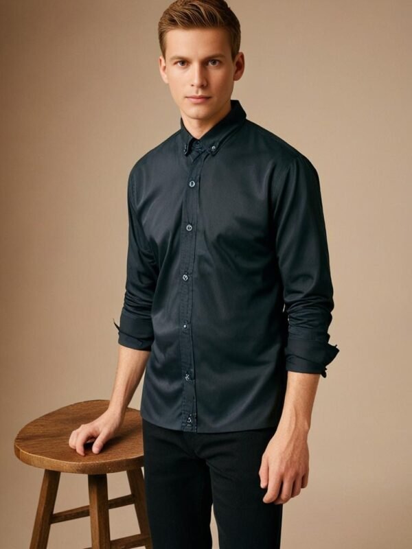 Plain Black Cotton Shirt For Men