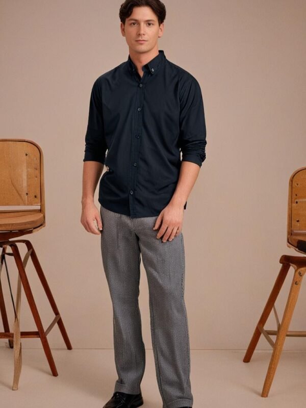 Plain Black Cotton Shirt For Men
