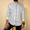 Cotton Silk Vertical Striped Pattern Shirt For Men