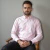 Pink Self Textured Semi Formal Shirt For Men