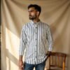 Cotton Silk Vertical Striped Pattern Shirt For Men