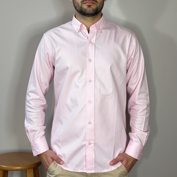 Pink Self Textured Semi Formal Shirt For Men